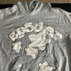 Sp5der hoodie heather grey brand new size large